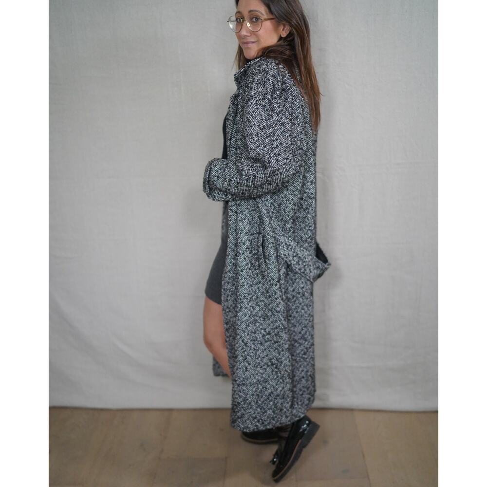 Vintage Longline Wool Tweed Coat Oversized - Picture 5 of 9